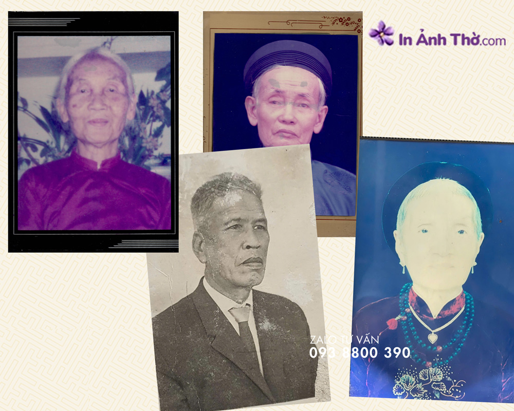 Ảnh thờ ông bà cũ xước mờ nhạt