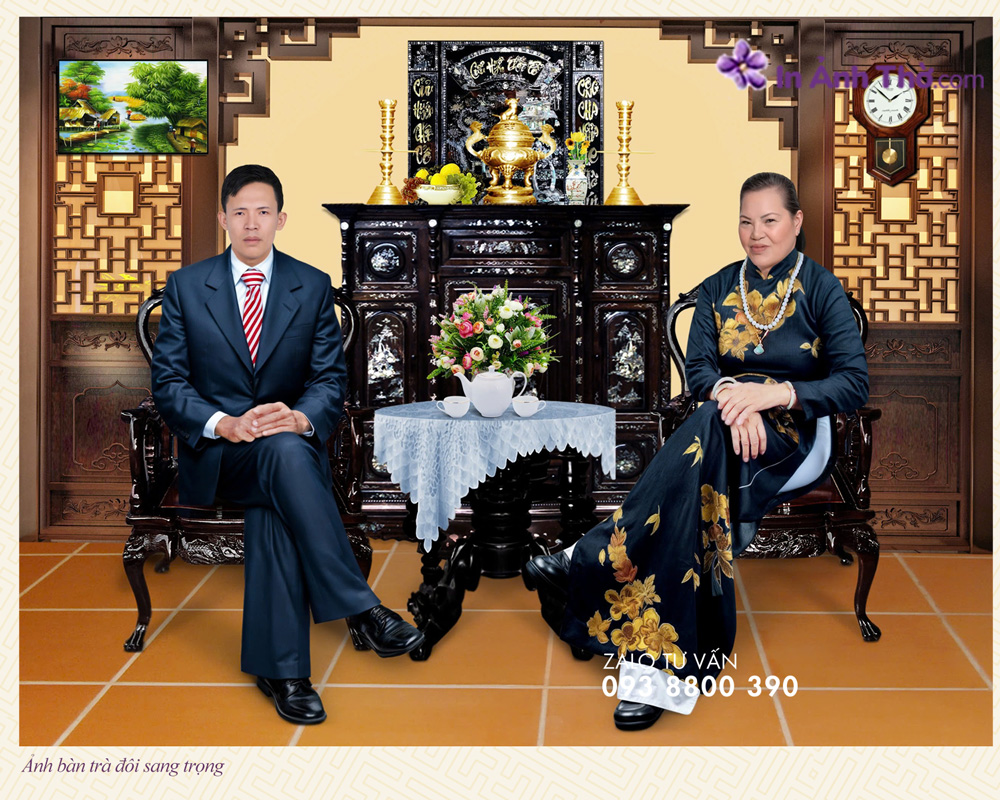 Ảnh thờ bàn trà đôi sang trọng