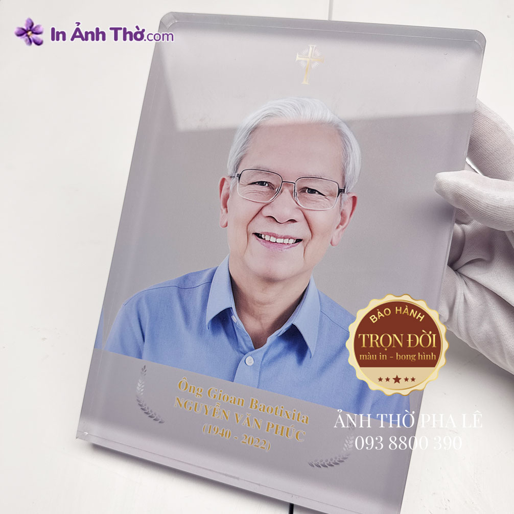 Ảnh thờ pha lê in màu người lớn tuổi, thiết kế sang trọng