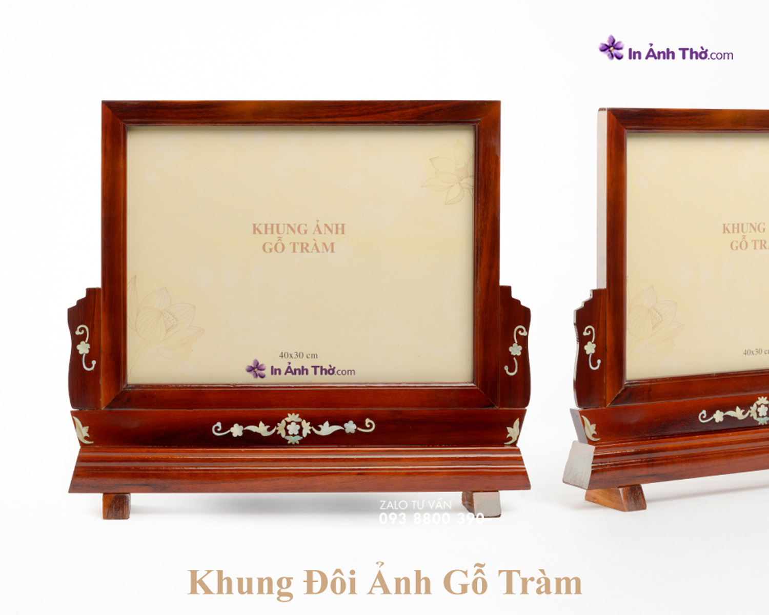 Khung thờ gỗ Tràm khảm trai cho đạo ông bà và phật giáo rất hợp