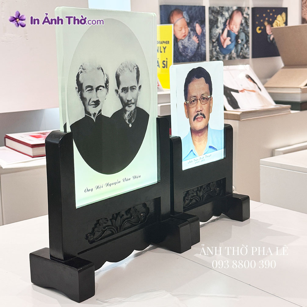 Khung ảnh thờ ông bà khung gỗ pha lê