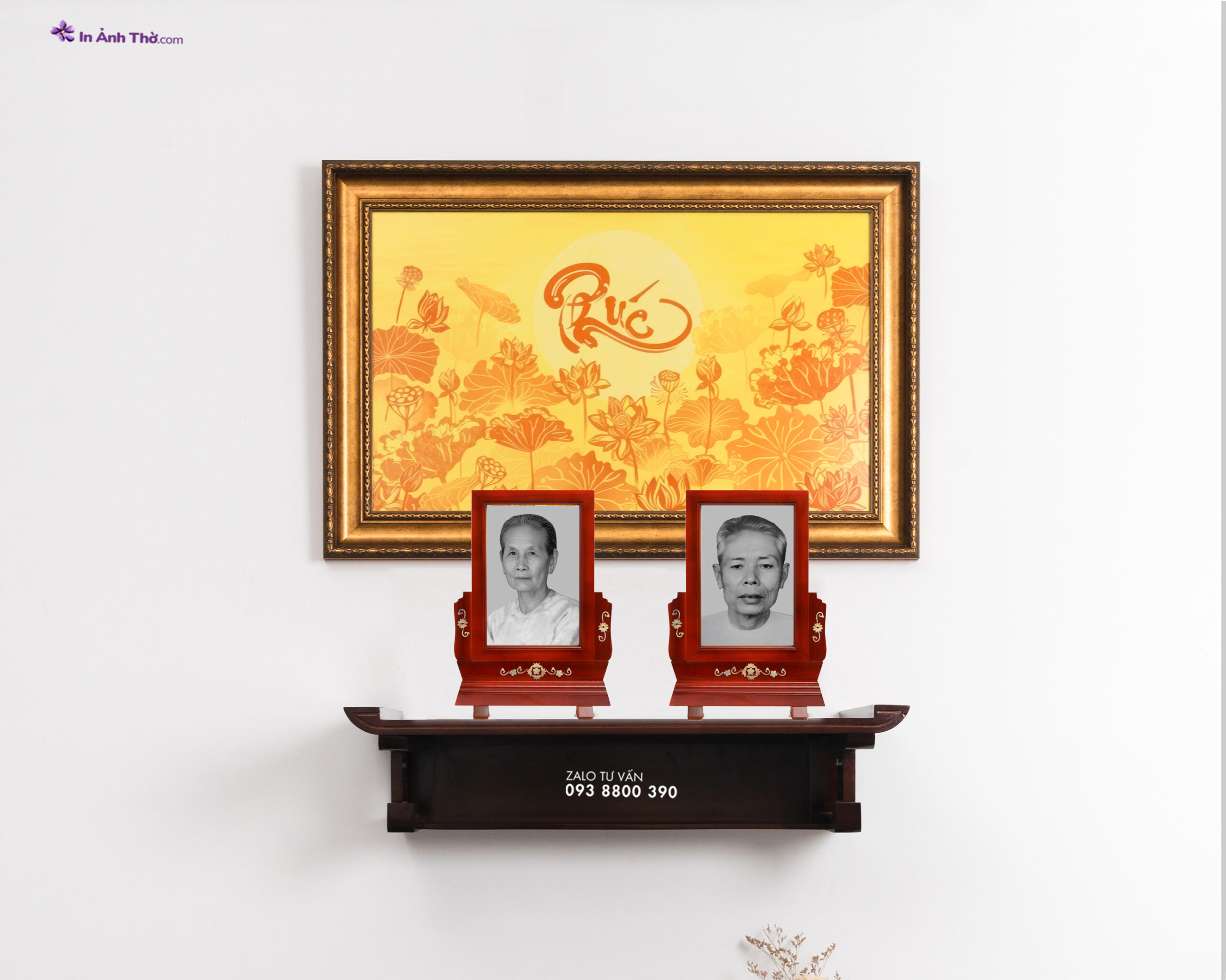 Ảnh thờ cân đối hài hòa với bàn thờ