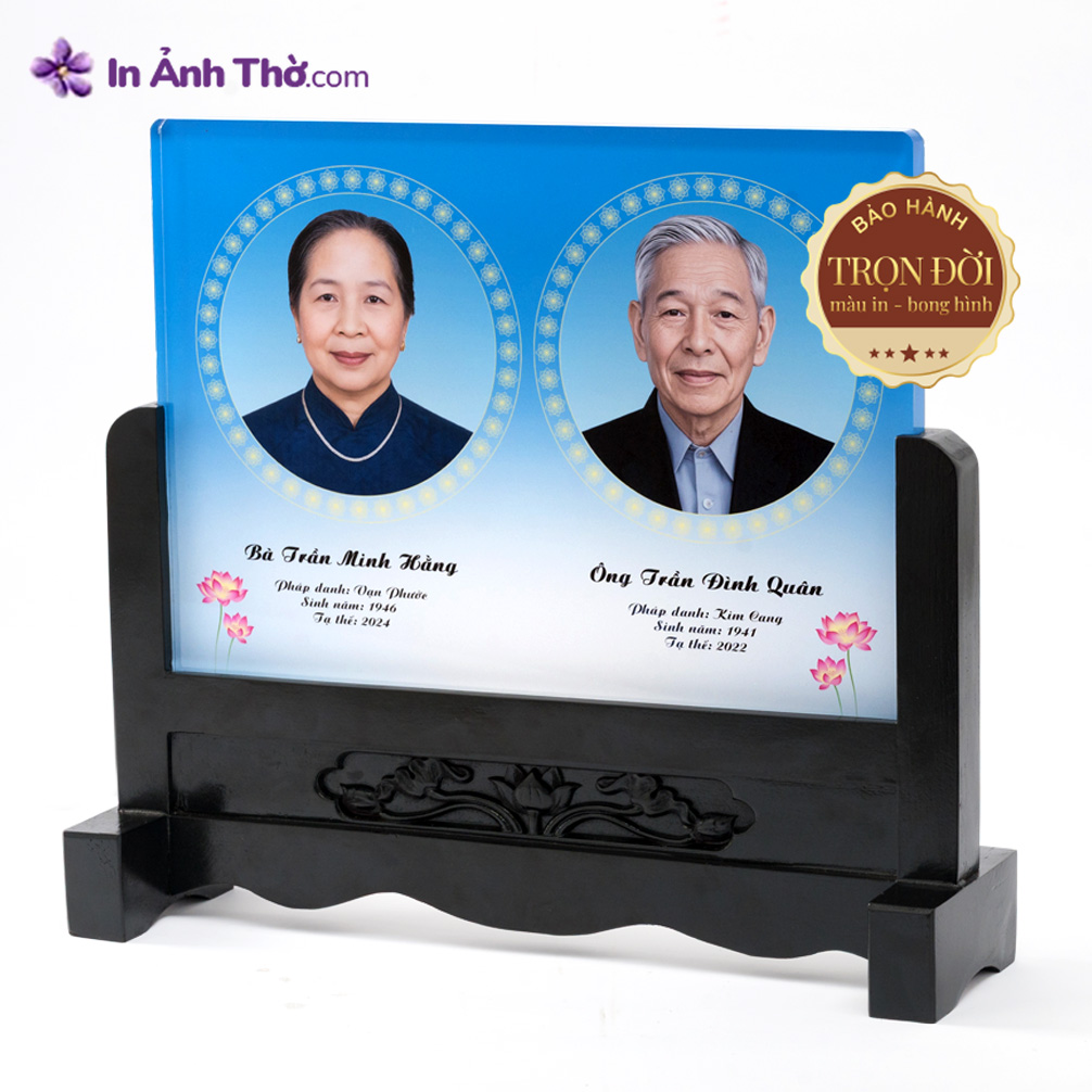 Ảnh thờ pha lê đôi bật đèn LED sáng trắng