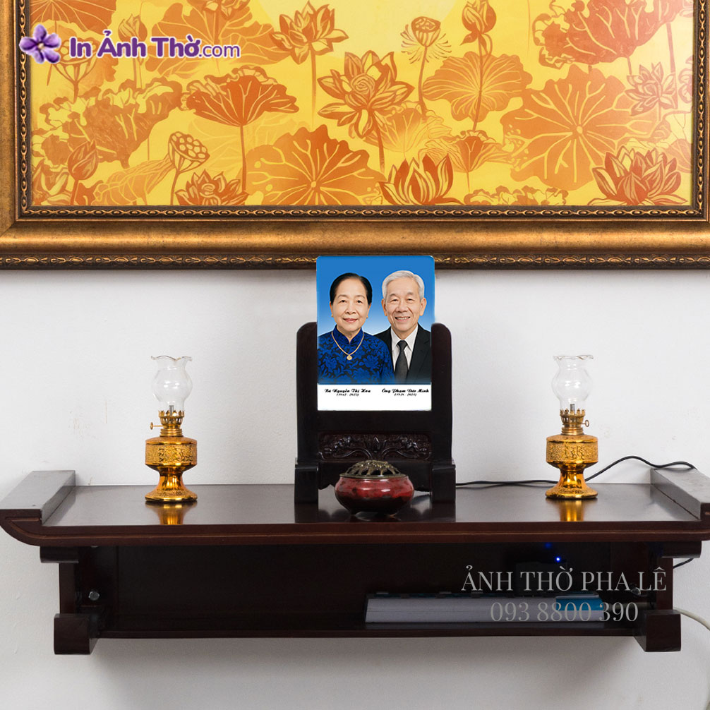 Ảnh thờ pha lê ghép cha mẹ đặt bàn thờ gia tiên