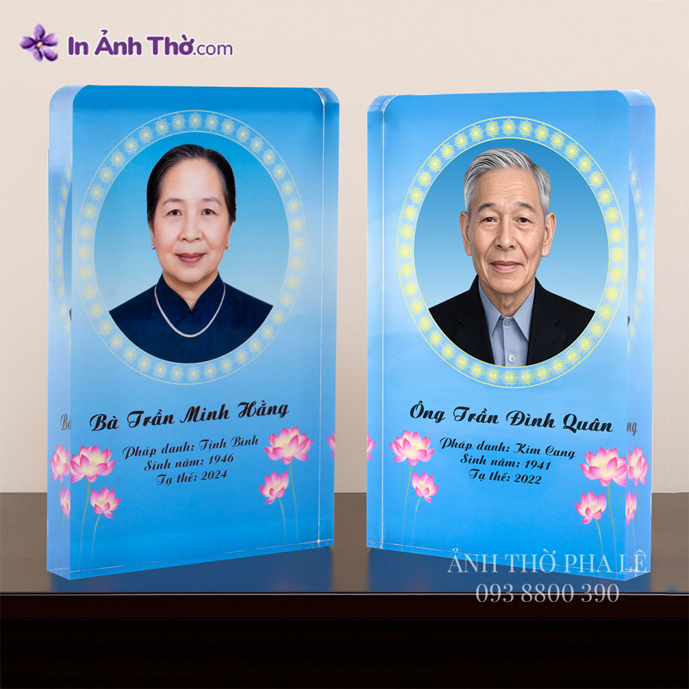 bài vị pha lê đôi thờ cúng ông bà tại chùa