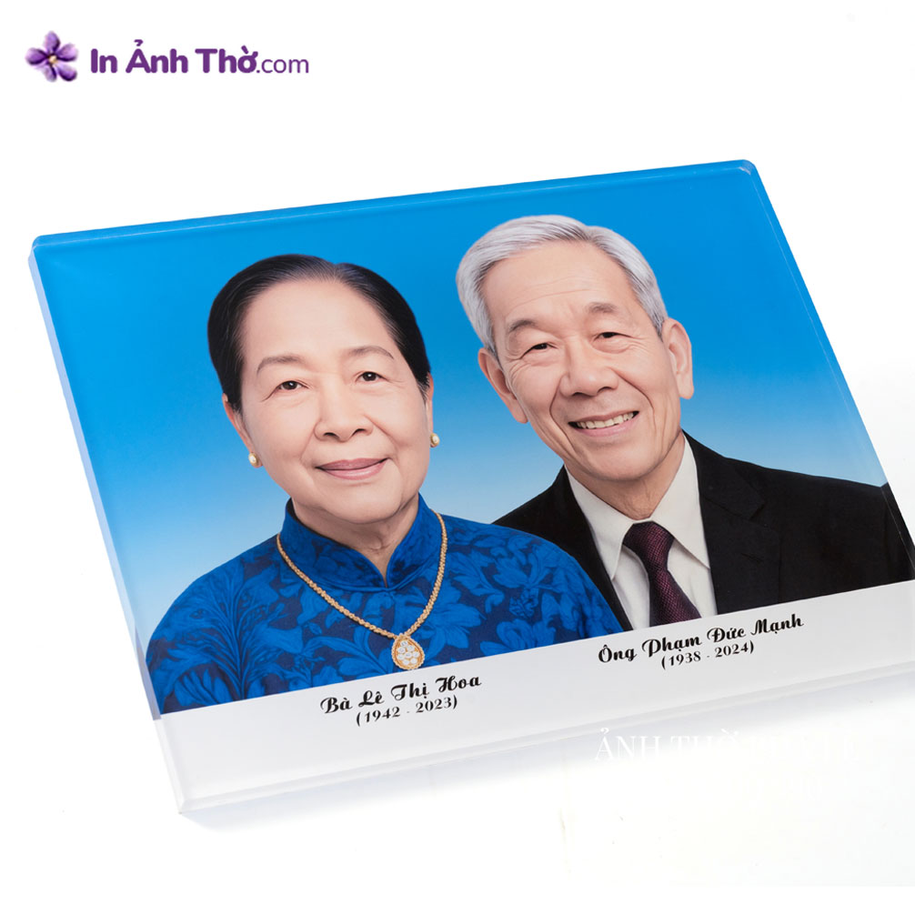 Ảnh thờ ghép đôi cha mẹ – phục hồi từ ảnh cũ, chỉnh sáng rõ nét