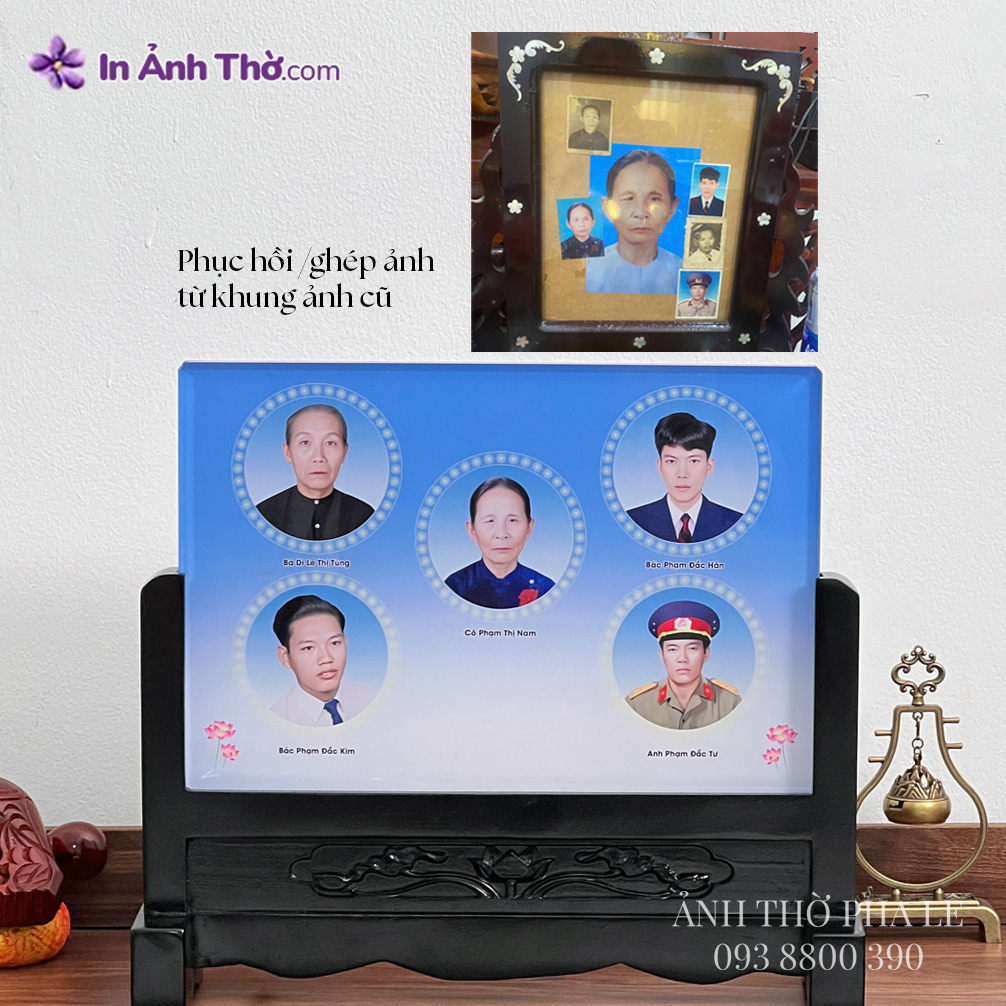 Dịch vụ phục hồi và ghép ảnh thờ nhiều người chung khung