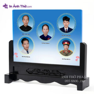 Ảnh thờ pha lê nhiều người, in màu sắc nét, đế gỗ trang trọng