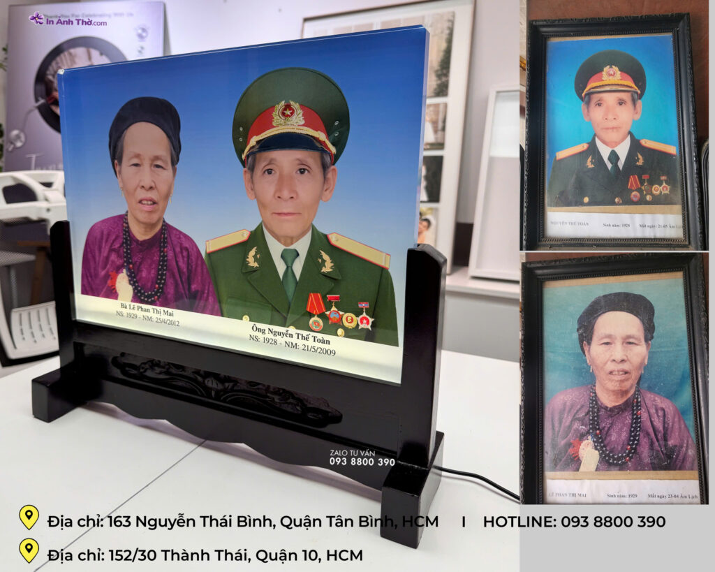 Ảnh thờ pha lê có đèn led in màu sáng rõ và trang nghiêm