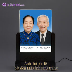 Ảnh thờ pha lê ghép đôi có đèn LED sáng trắng – nền đen sang trọng