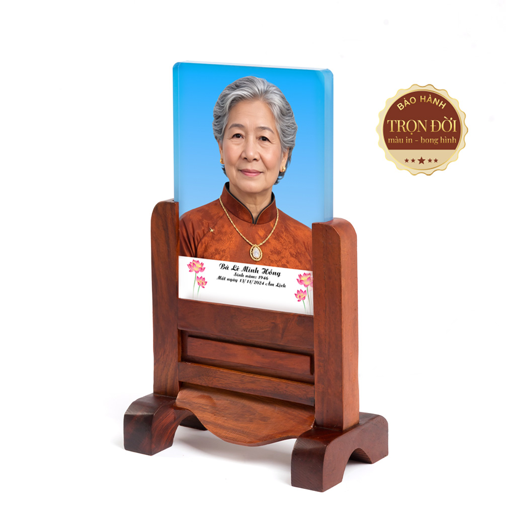 Ảnh thờ pha lê khung gỗ hương cỡ nhỏ 15×21 cm