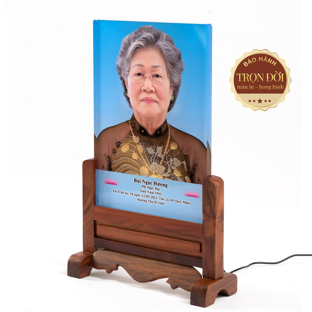 Ảnh thờ pha lê khung gỗ hương cỡ đại 25×35 cm