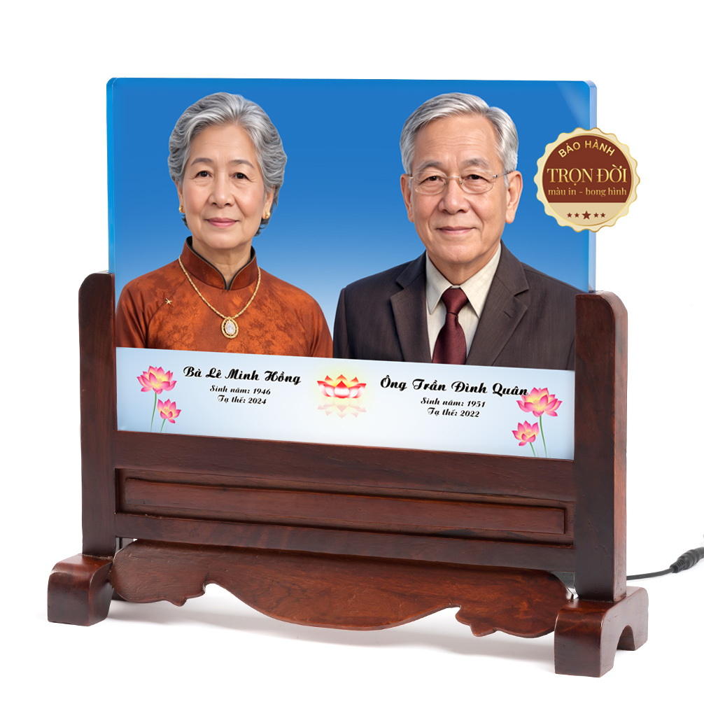 Ảnh thờ pha lê song thân cỡ vừa 35×25 cm