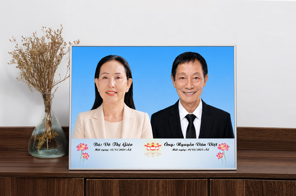 Ảnh thờ ghép đôi cha mẹ chung 1 khung hình