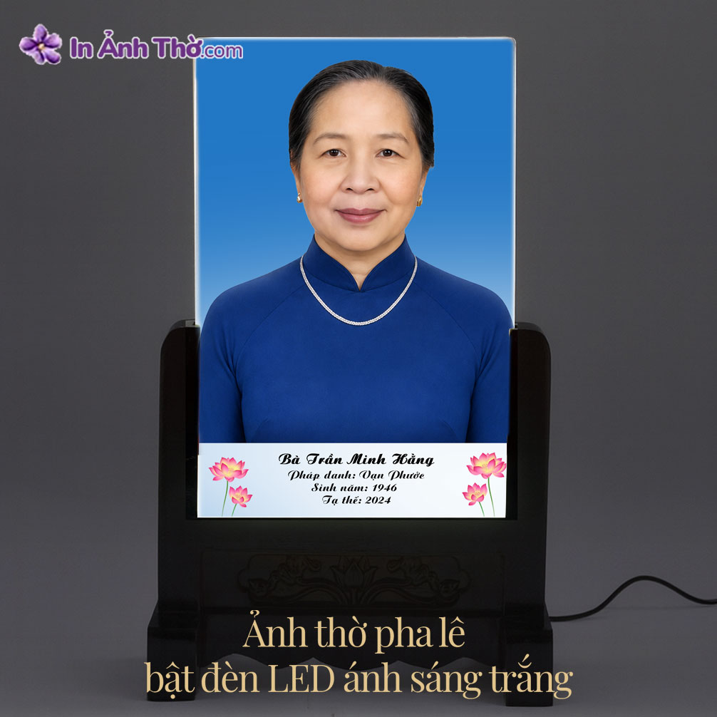Ảnh thờ pha lê LED hoa sen phát sáng ánh sáng dịu nhẹ